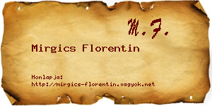 Mirgics Florentin névjegykártya